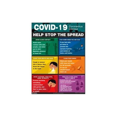 Accuform COVID-19 Coronavirus "Help Stop the Spread" Safety Poster, 17" X 22", Laminated Paper SP125301L